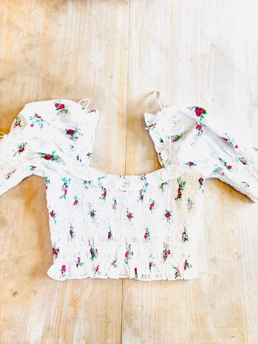 For Love & Lemons Tarte Eyelet Smocked Blouse - Picture 4 of 9